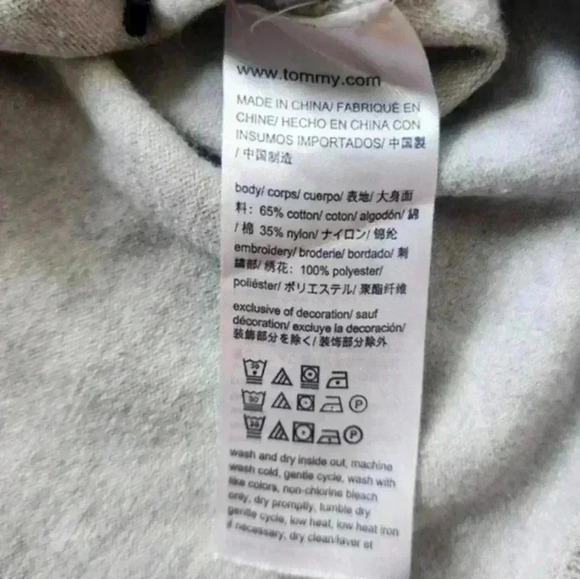 Tommy Hilfiger Sweater Grey Black Polkadot  Cotton V Neck Fitted Women's Small - Picture 8 of 9